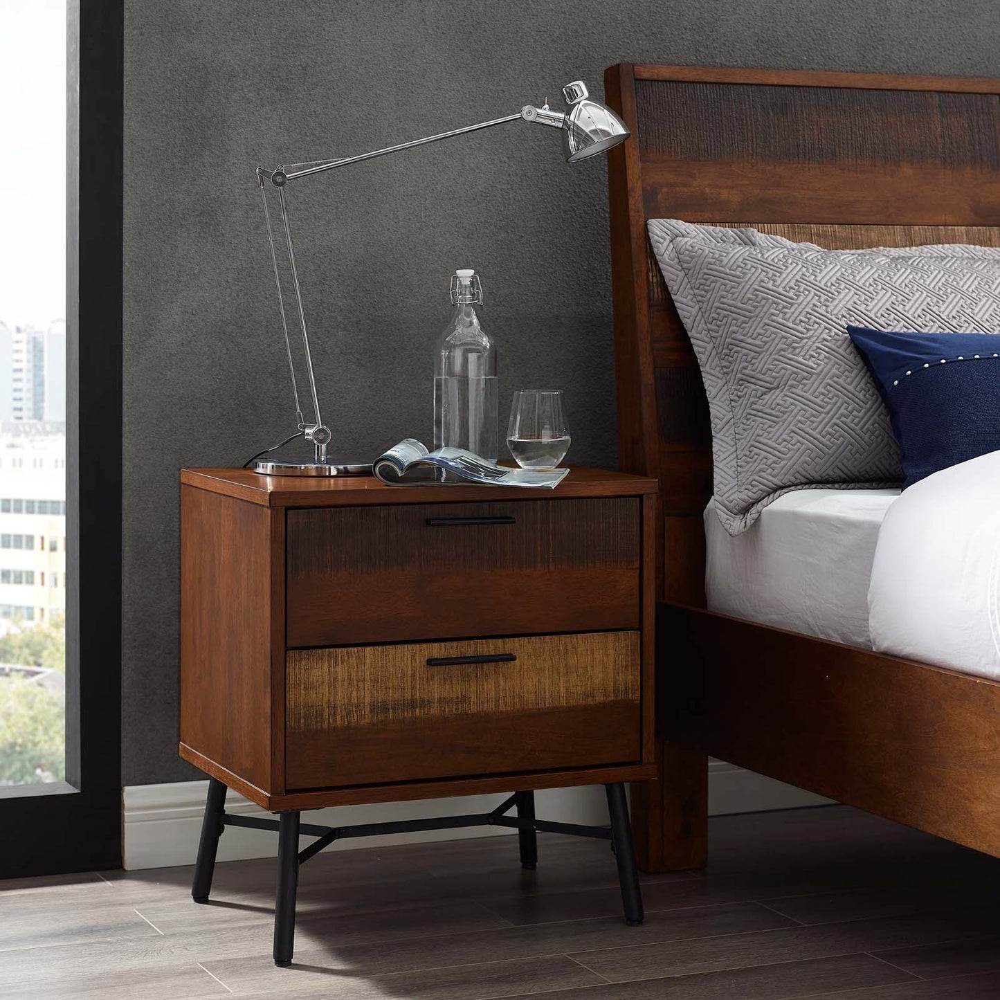 Arwen Rustic Wood Nightstand